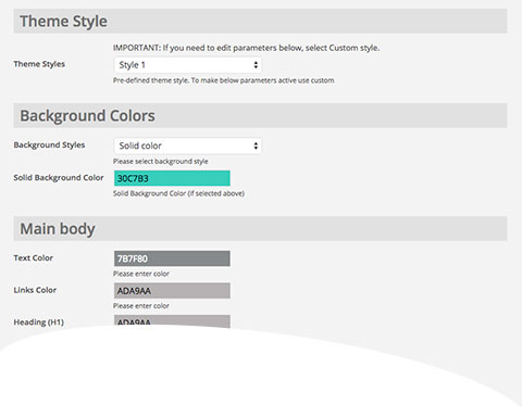 Theme parameters