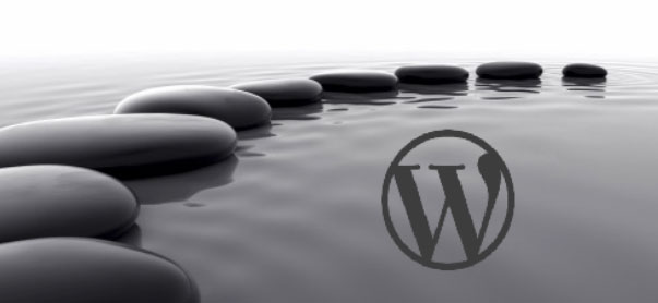 Stones on water with WordPress logo