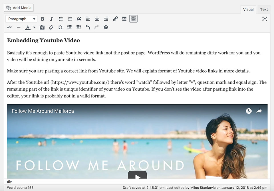 Embed Videos in WordPress