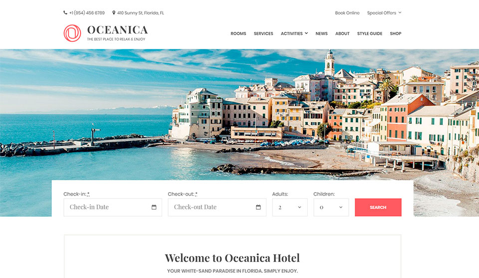 Oceanica - Hotel Booking WordPress Theme