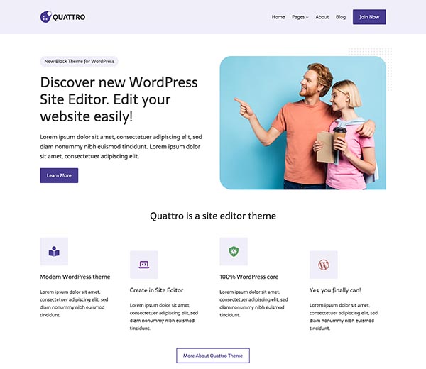 Quattro WordPress block theme